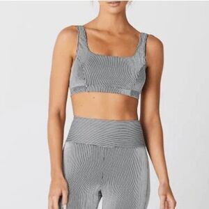 New Gigi C Pamela Black White Mini Stripe Sports Bra L